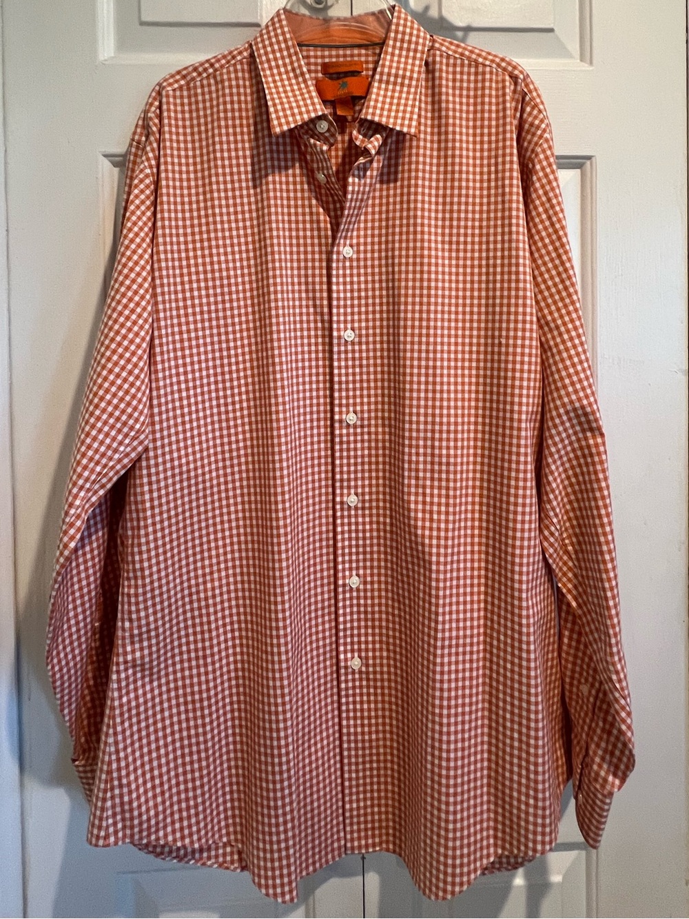 Orange 🍊Gingham Button-Down Shirt Egyptian Cotton